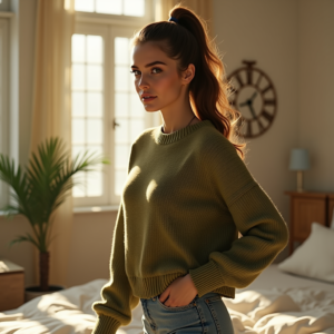Reels Thumbnails — Young Woman With A High Ponytail Social Media #0305 (FLUX)