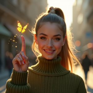 Reels Thumbnails — Young Woman With A High Ponytail Social Media #0317 (FLUX)