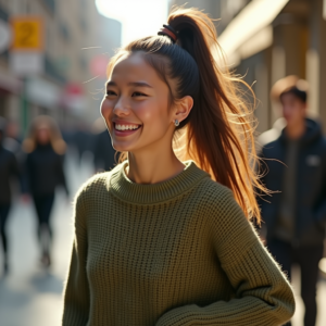 Reels Thumbnails — Young Woman With A High Ponytail Social Media #0323 (Ideogram)