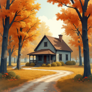 Retro — Cozy Countryside Cottage Nestled Among Tall Illustration Styles #0169 (Gemini)