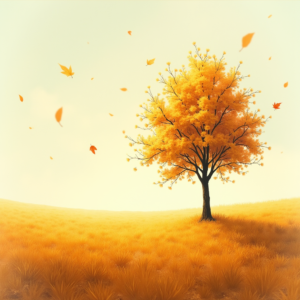 Retro — Lone Tree Standing In A Sweeping Illustration Styles #0012 (Krea)