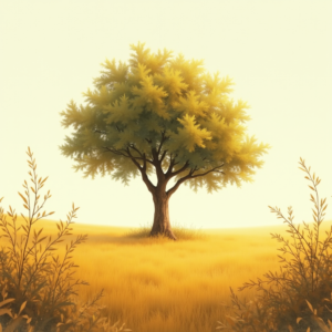 Retro — Lone Tree Standing In A Sweeping Illustration Styles #0030 (Leonardo)