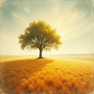 Retro — Lone Tree Standing In A Sweeping Illustration Styles #0042 (Leonardo)