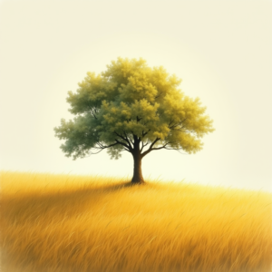 Retro — Lone Tree Standing In A Sweeping Illustration Styles #0054 (Leonardo)