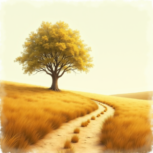 Retro — Lone Tree Standing In A Sweeping Illustration Styles #0060 (Krea)