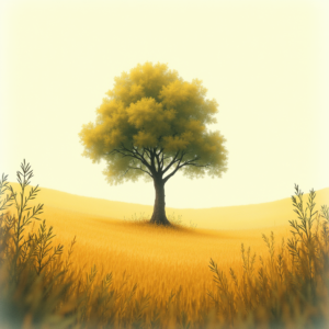 Retro — Lone Tree Standing In A Sweeping Illustration Styles #0066 (Leonardo)
