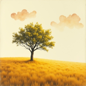 Retro — Lone Tree Standing In A Sweeping Illustration Styles #0090 (Leonardo)