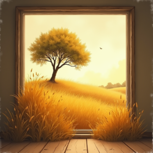 Retro — Lone Tree Standing In A Sweeping Illustration Styles #0114 (Leonardo)