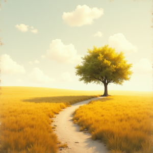 Retro — Lone Tree Standing In A Sweeping Illustration Styles #0204 (Krea)