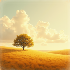 Retro — Lone Tree Standing In A Sweeping Illustration Styles #0232 (Recraft)