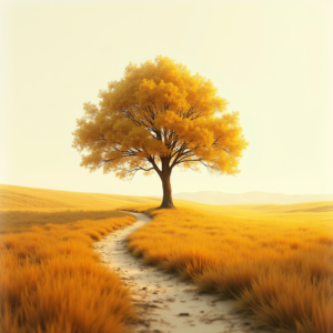 Retro — Lone Tree Standing In A Sweeping Illustration Styles #0238 (Stable Diffusion)