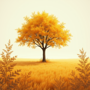 Retro — Lone Tree Standing In A Sweeping Illustration Styles #0244 (Recraft)