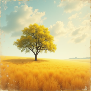Retro — Lone Tree Standing In A Sweeping Illustration Styles #0250 (Stable Diffusion)