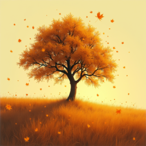 Retro — Lone Tree Standing In A Sweeping Illustration Styles #0262 (Stable Diffusion)