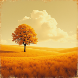 Retro — Lone Tree Standing In A Sweeping Illustration Styles #0268 (Recraft)