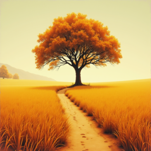 Retro — Lone Tree Standing In A Sweeping Illustration Styles #0274 (Stable Diffusion)