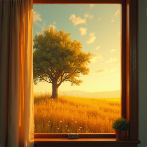 Retro — Lone Tree Standing In A Sweeping Illustration Styles #0292 (Recraft)