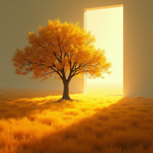 Retro — Lone Tree Standing In A Sweeping Illustration Styles #0328 (Recraft)