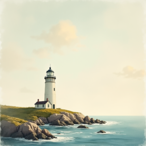 Retro — Quiet Coastal Lighthouse Against A Soft Illustration Styles #0070 (Stable Diffusion)