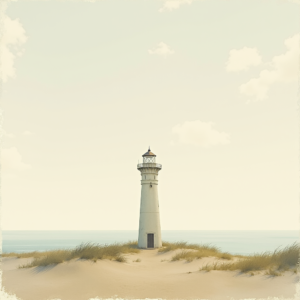 Retro — Quiet Coastal Lighthouse Against A Soft Illustration Styles #0160 (Recraft)