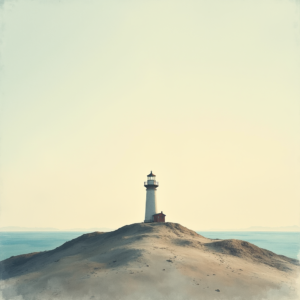 Retro — Quiet Coastal Lighthouse Against A Soft Illustration Styles #0178 (Stable Diffusion)