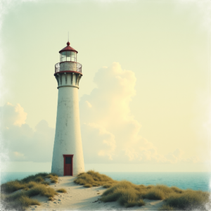 Retro — Quiet Coastal Lighthouse Against A Soft Illustration Styles #0196 (Recraft)