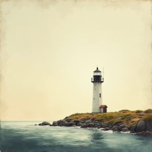 Retro — Quiet Coastal Lighthouse Against A Soft Illustration Styles #0214 (Stable Diffusion)