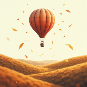 Retro — Whimsical Hot-air Balloon Drifting Over Rolling Illustration Styles #0153 (Midjourney)