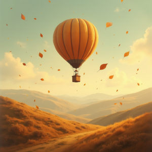Retro — Whimsical Hot-air Balloon Drifting Over Rolling Illustration Styles #0331 (Seedream)