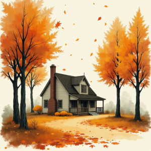 Risograph — Cozy Countryside Cottage Nestled Among Tall Illustration Styles #0151 (Leonardo)