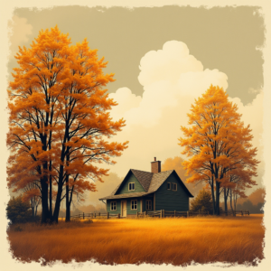 Risograph — Cozy Countryside Cottage Nestled Among Tall Illustration Styles #0282 (Ideogram)