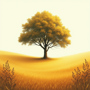 Risograph — Lone Tree Standing In A Sweeping Illustration Styles #0030 (Ideogram)