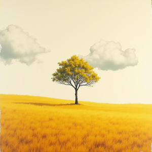 Risograph — Lone Tree Standing In A Sweeping Illustration Styles #0090 (Ideogram)