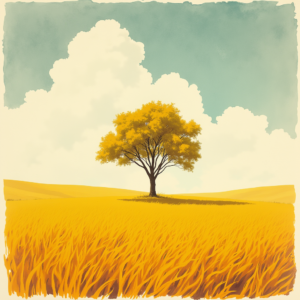 Risograph — Lone Tree Standing In A Sweeping Illustration Styles #0108 (FLUX)