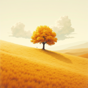Risograph — Lone Tree Standing In A Sweeping Illustration Styles #0126 (Ideogram)