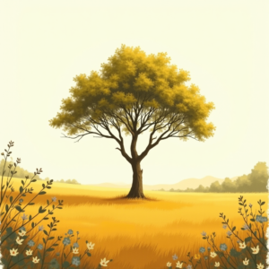 Risograph — Lone Tree Standing In A Sweeping Illustration Styles #0174 (Ideogram)
