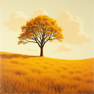 Risograph — Lone Tree Standing In A Sweeping Illustration Styles #0269 (Recraft)