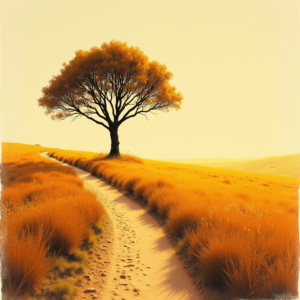 Risograph — Lone Tree Standing In A Sweeping Illustration Styles #0275 (Stable Diffusion)