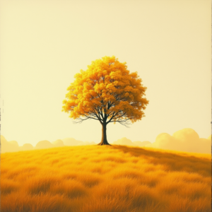 Risograph — Lone Tree Standing In A Sweeping Illustration Styles #0341 (Recraft)