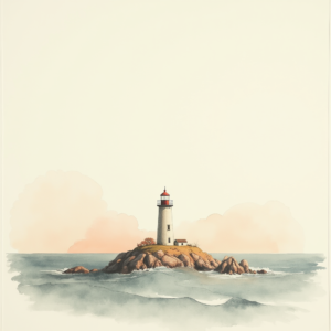 Risograph — Quiet Coastal Lighthouse Against A Soft Illustration Styles #0160 (Firefly)