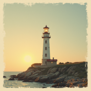 Risograph — Quiet Coastal Lighthouse Against A Soft Illustration Styles #0327 (ChatGPT)