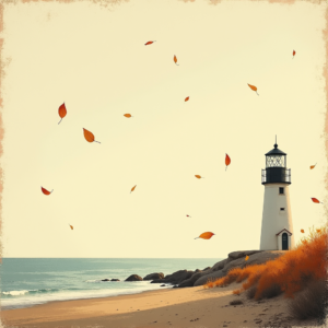 Risograph — Quiet Coastal Lighthouse Against A Soft Illustration Styles #0333 (Dreamina)