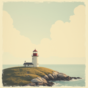 Risograph — Quiet Coastal Lighthouse Against A Soft Illustration Styles #0339 (ChatGPT)