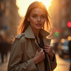 Beauty — Model In A Structured Trench Coat Photography #0036 (Ideogram)