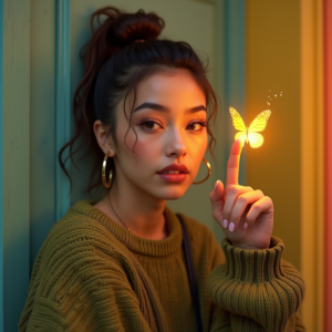 Instagram Portraits — Young Woman With A High Ponytail Social Media #0037 (Ideogram)