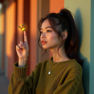 Influencer Photos — Young Woman With A High Ponytail Social Media #0037 (Leonardo)