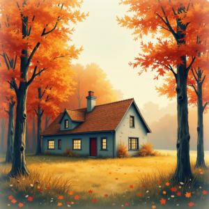 Risograph — Cozy Countryside Cottage Nestled Among Tall Illustration Styles #0037 (Krea)