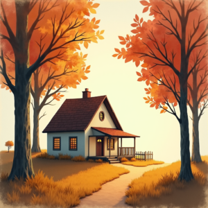 Minimalist — Cozy Countryside Cottage Nestled Among Tall Illustration Styles #0037 (ChatGPT)