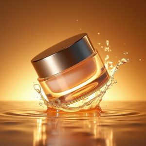Fashion — Frosted-glass Cosmetics Jar With A Brushed-silver Product Ads #0038 (Recraft)