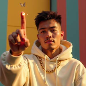 Influencer Photos — Stylish Young Man In A Cream Social Media #0038 (Seedream)